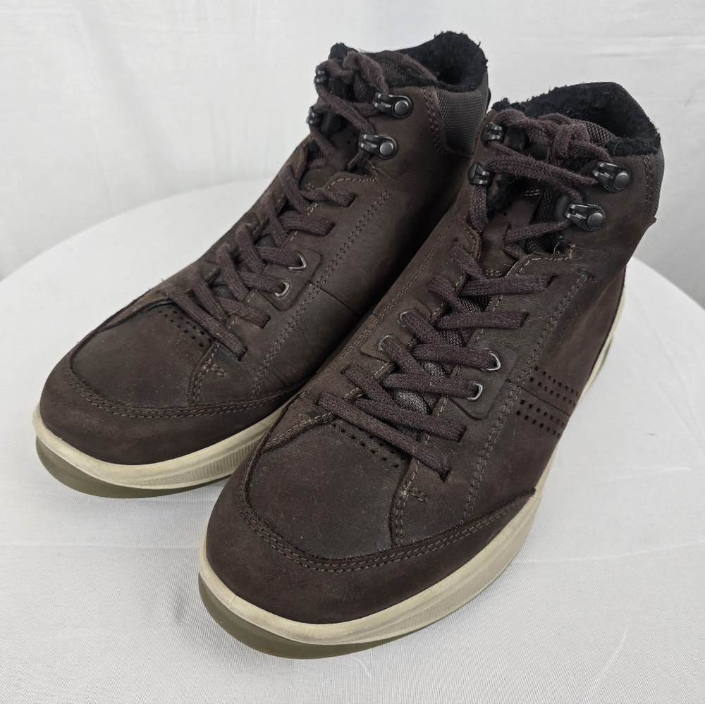 Ecco Men's Byway 2.0 Waterproof Brown High-Top Ankle Leather Shoe Sz 42 EU/ 9 US